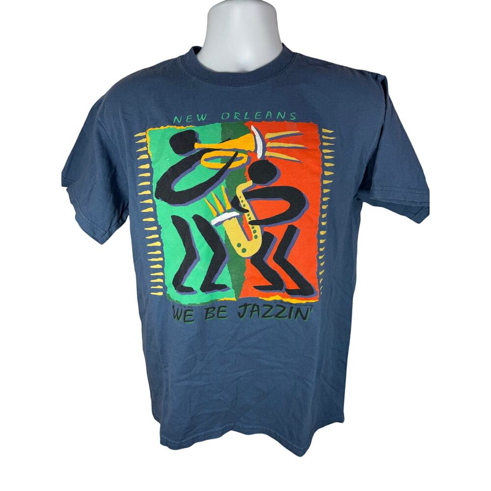 VINTAGE 1993 New Orleans "We Bee Jazzin" Shirt — Medium Blue